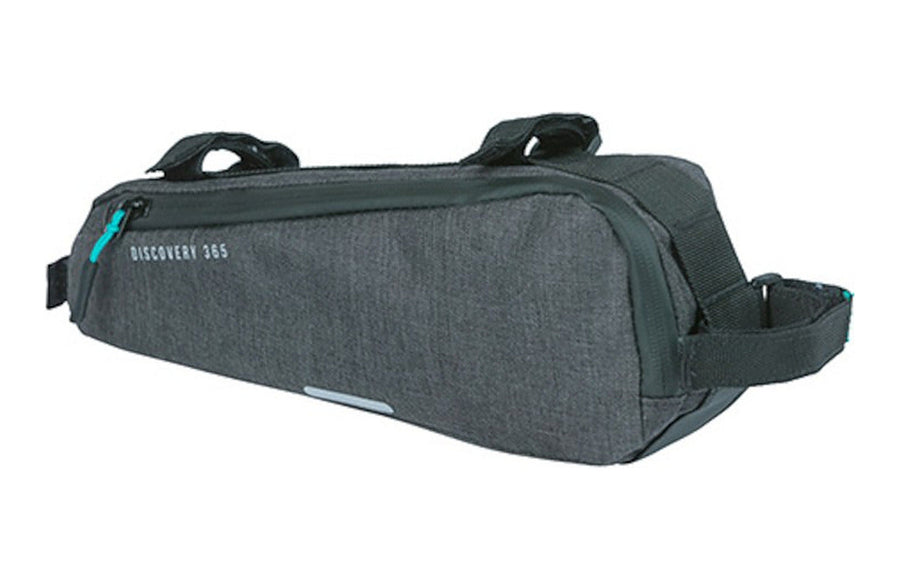 Sacoche de cadre vélo Basil Discovery 365D – 1,8 L – le détail du tissu chiné et de la fermeture