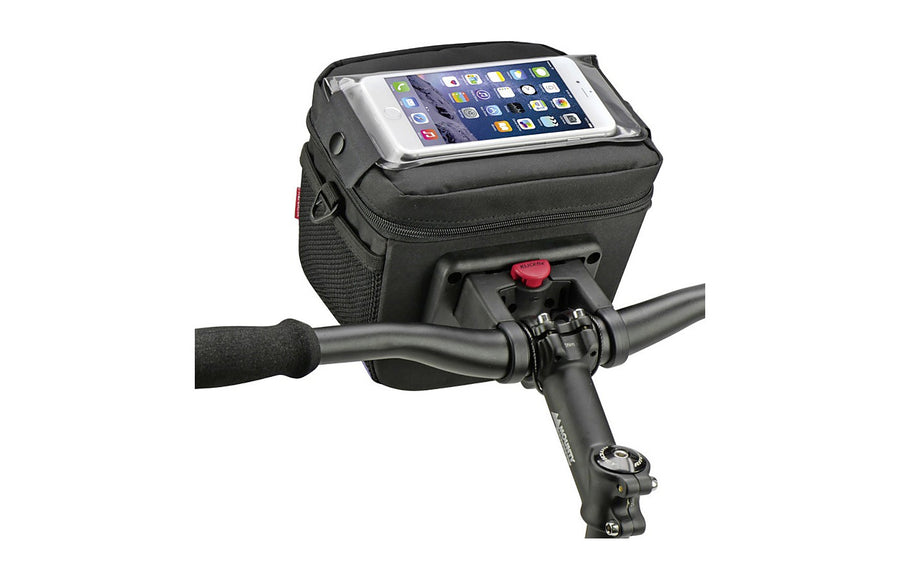 Sacoche KlickFix Aventour clipsee sur le support de guidon