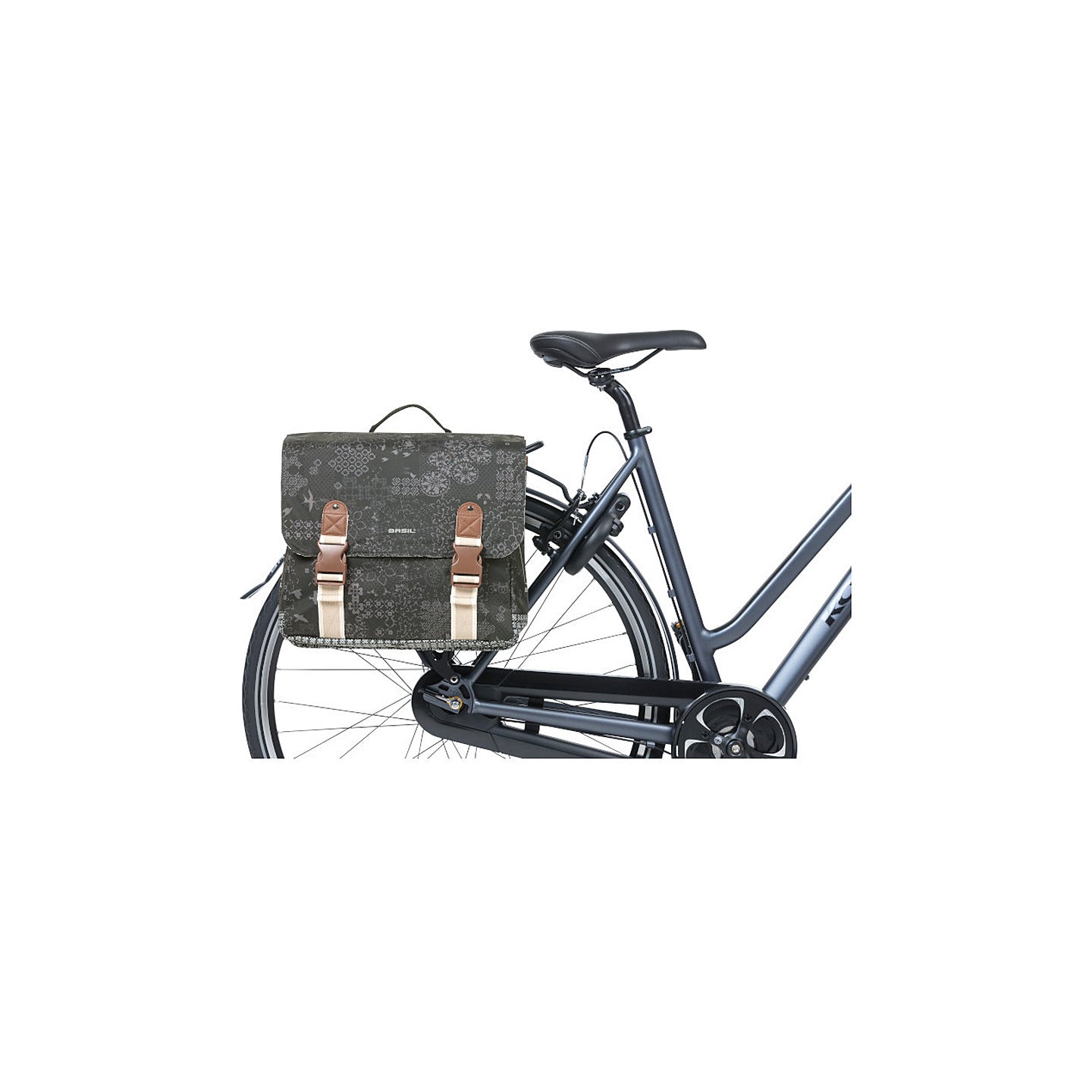Sacoche double Basil Boheme MIK montee sur un velo