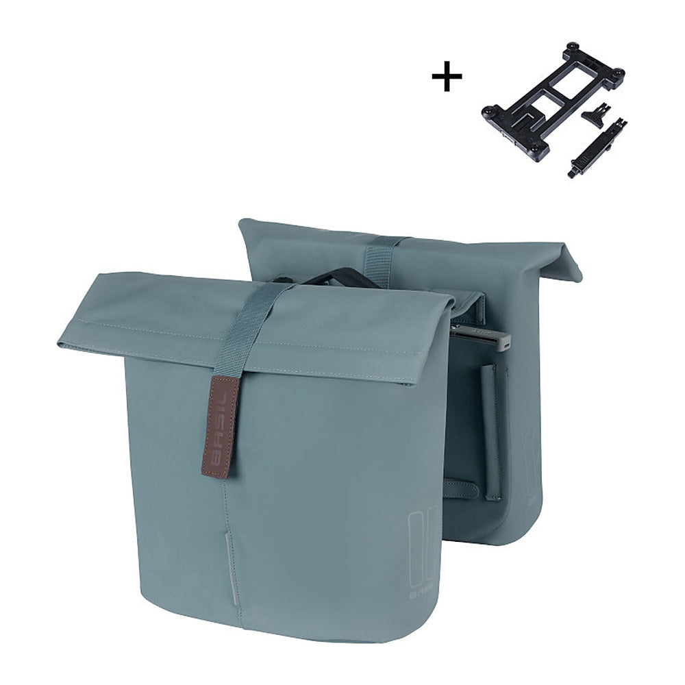 Sacoche double vélo Basil City MIK 32 L coloris Graphite Blue – la paire avec sa plaque MIK fournie