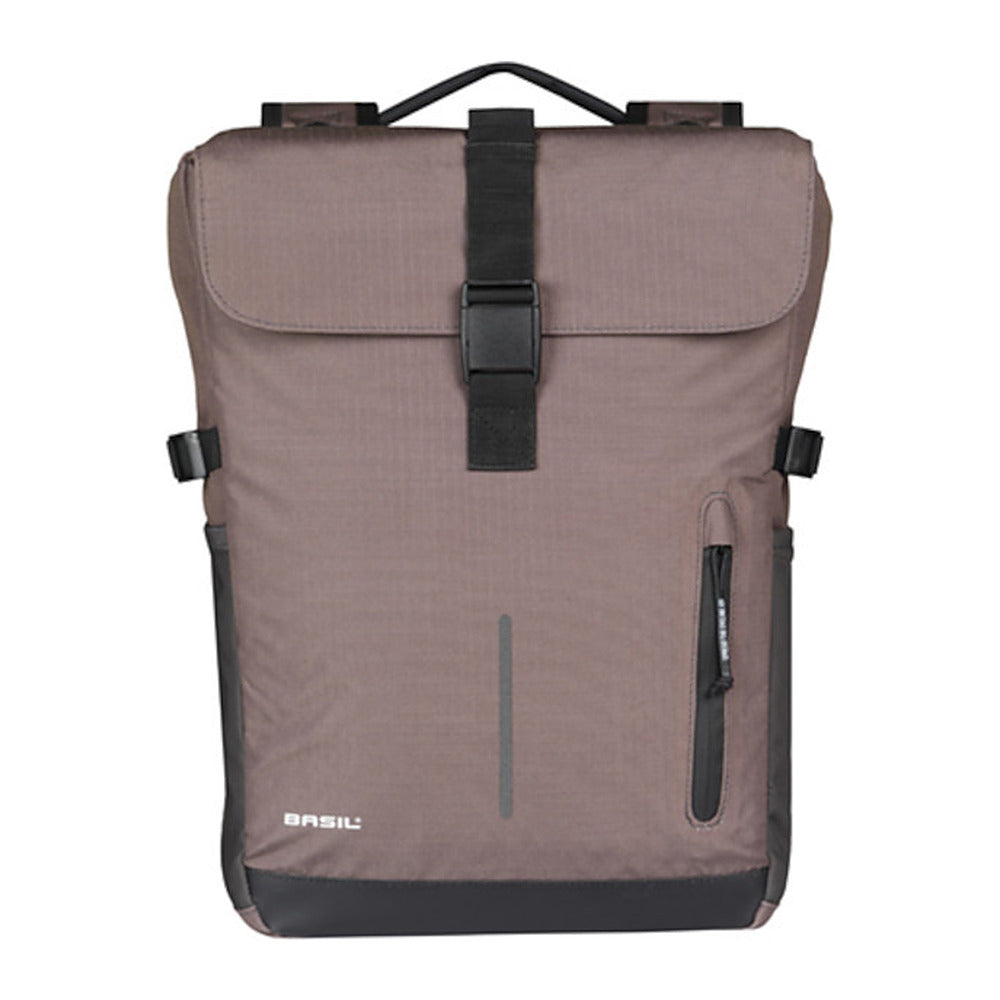 Sacoche double vélo Basil Move MIK 30 L coloris Brun – une sacoche vue de face