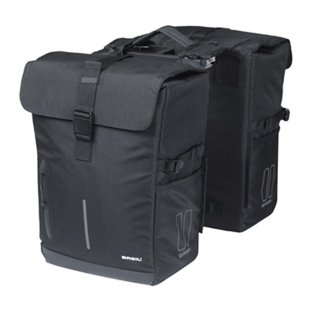 Sacoche double vélo Basil Move MIK 30 L coloris Noir – la paire, vue trois quarts