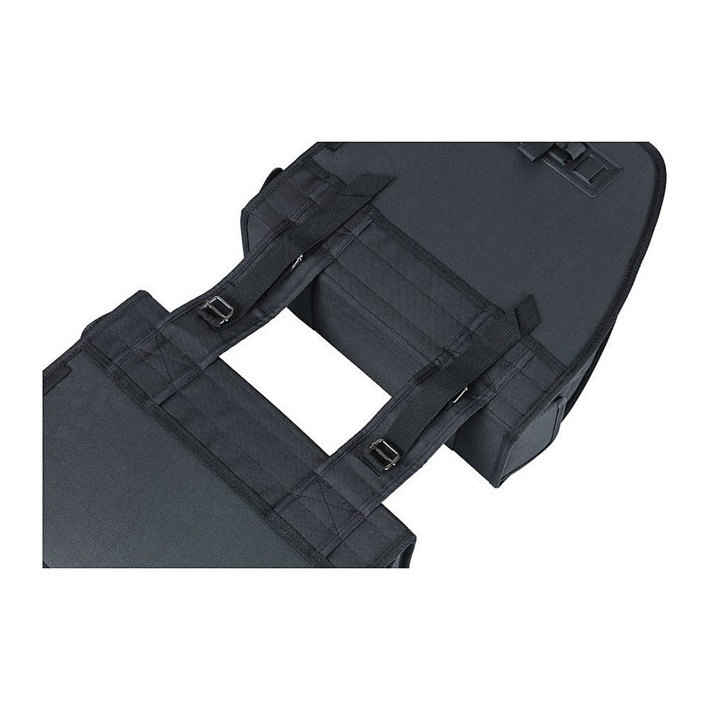 Sacoche double vélo Basil Tour 28 L coloris Noir – pont textile et sangles Universal Bridge