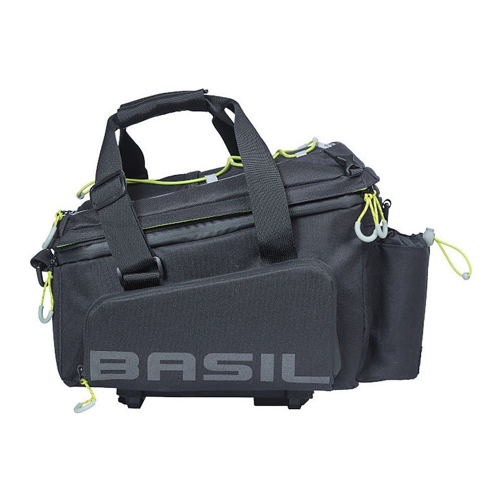 Sacoche porte-bagages Basil Miles Trunkbag XL Pro MIK 9-36 L coloris Black Lime – en configuration fermee