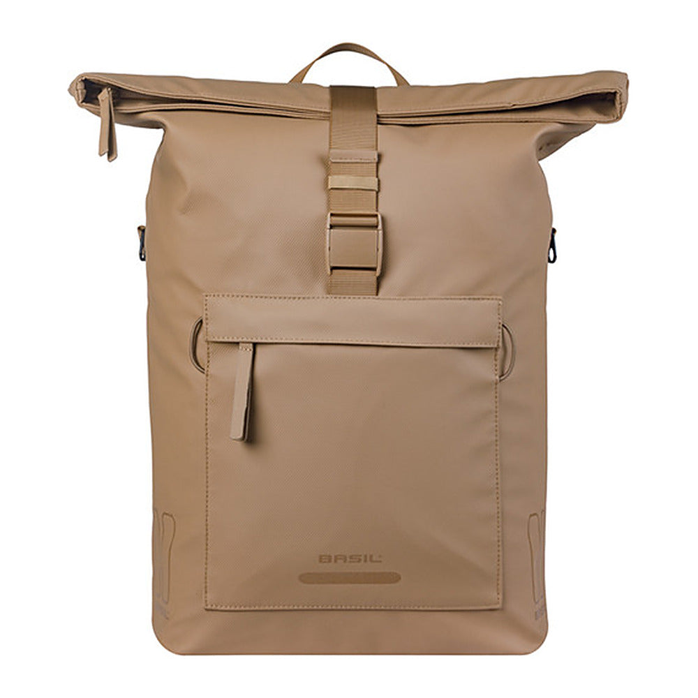 Sacoche vélo Basil Brooklyn MIK Hooks 17 L coloris Sable – vue de face