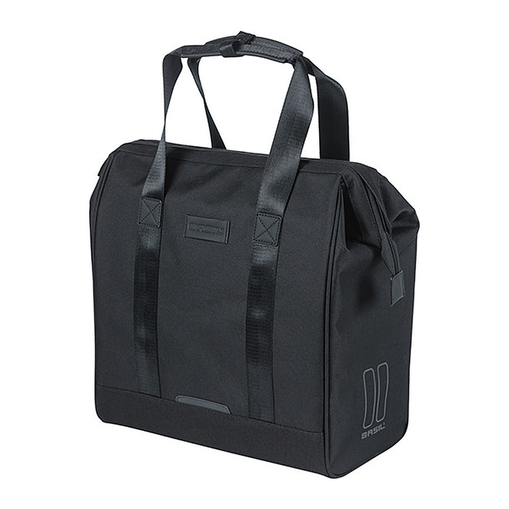 Sacoche vélo Basil Grand Shopper MIK Hooks 23 L coloris Noir – vue trois quarts