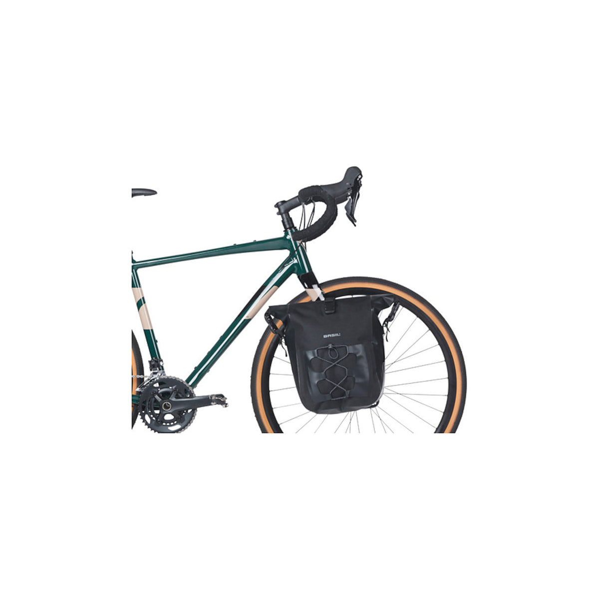 Sacoche Basil Navigator Waterproof M MIK Studs montee sur un velo