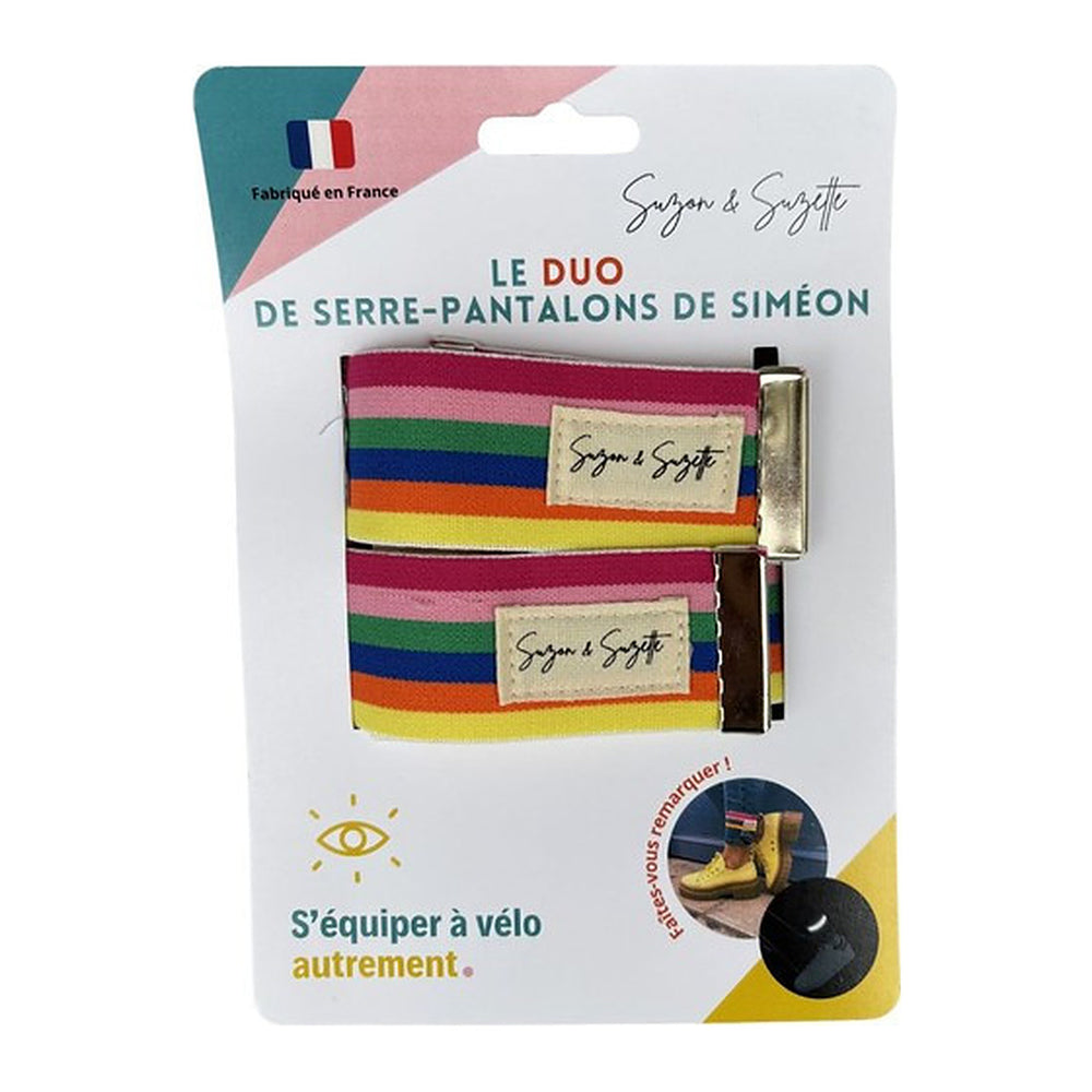 Serre-pantalons réfléchissants Suzon & Suzette - Siméon, lot de 2 – Arc-en-ciel – le lot de deux serre-pantalons