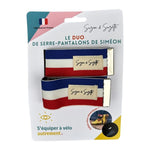 Serre-pantalons réfléchissants Suzon & Suzette - Siméon, lot de 2 – Bleu / Blanc / Rouge – le lot de deux serre-pantalons