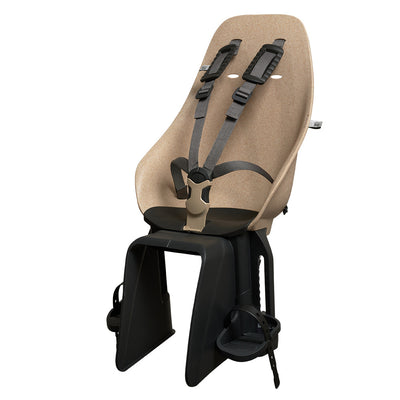 Siège vélo enfant arrière Urban Iki BIO - Momigara porte-bagage coloris Beige/Noir sur fond blanc