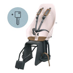 Siège vélo enfant arrière Urban Iki - Ta-ke montage sur cadre coloris Rose/Marron sur fond blanc