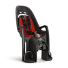 Siège vélo enfant Hamax Zenith Relax gris rouge fixation porte-bagage vue trois quarts