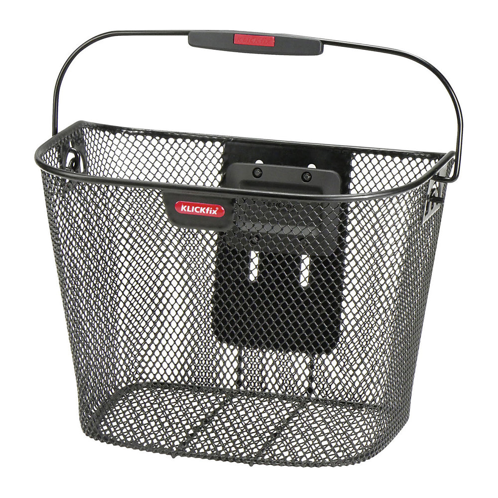 Support d'éclairage pour panier vélo KlickFix – Noir – le panier en mailles sur lequel il se fixe