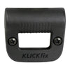 Support d'éclairage pour panier vélo KlickFix – Noir – le clip vu de face avec le logo KLICKfix