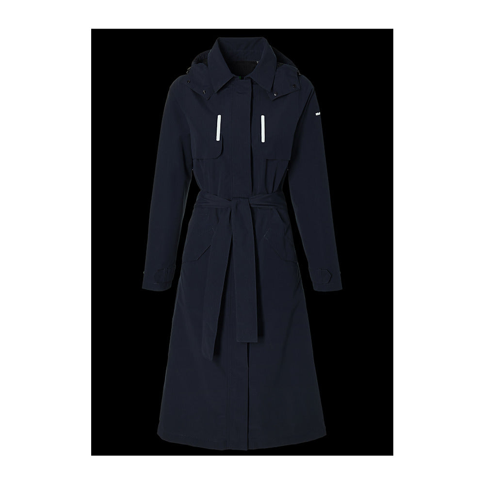 Trench-coat de pluie vélo Basil Mosse femme coloris Bleu Nuit - les deux fermetures eclair frontales