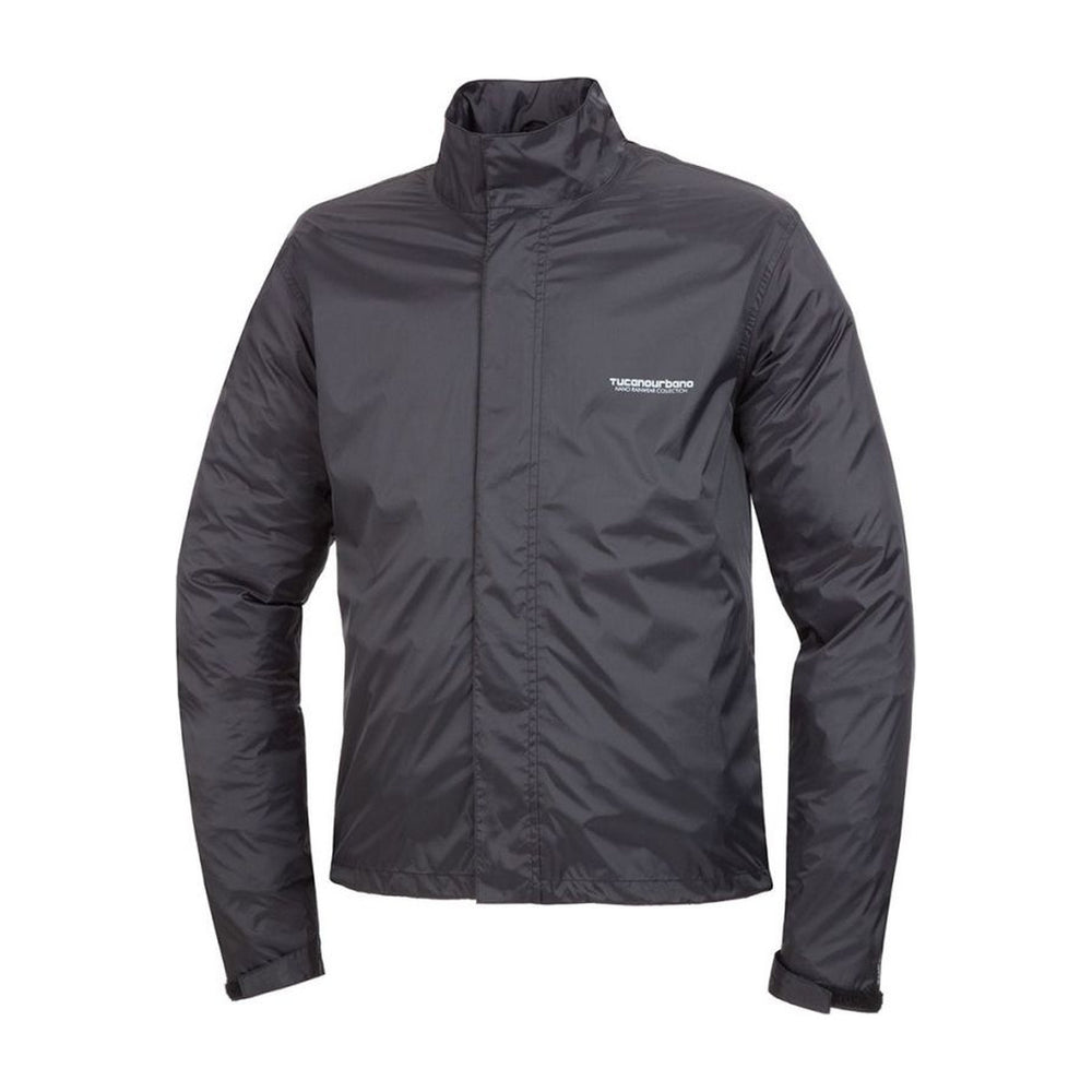 Veste de pluie vélo Tucano Urbano Nano Rain Plus Hydroscud noire, vue de face sur fond blanc