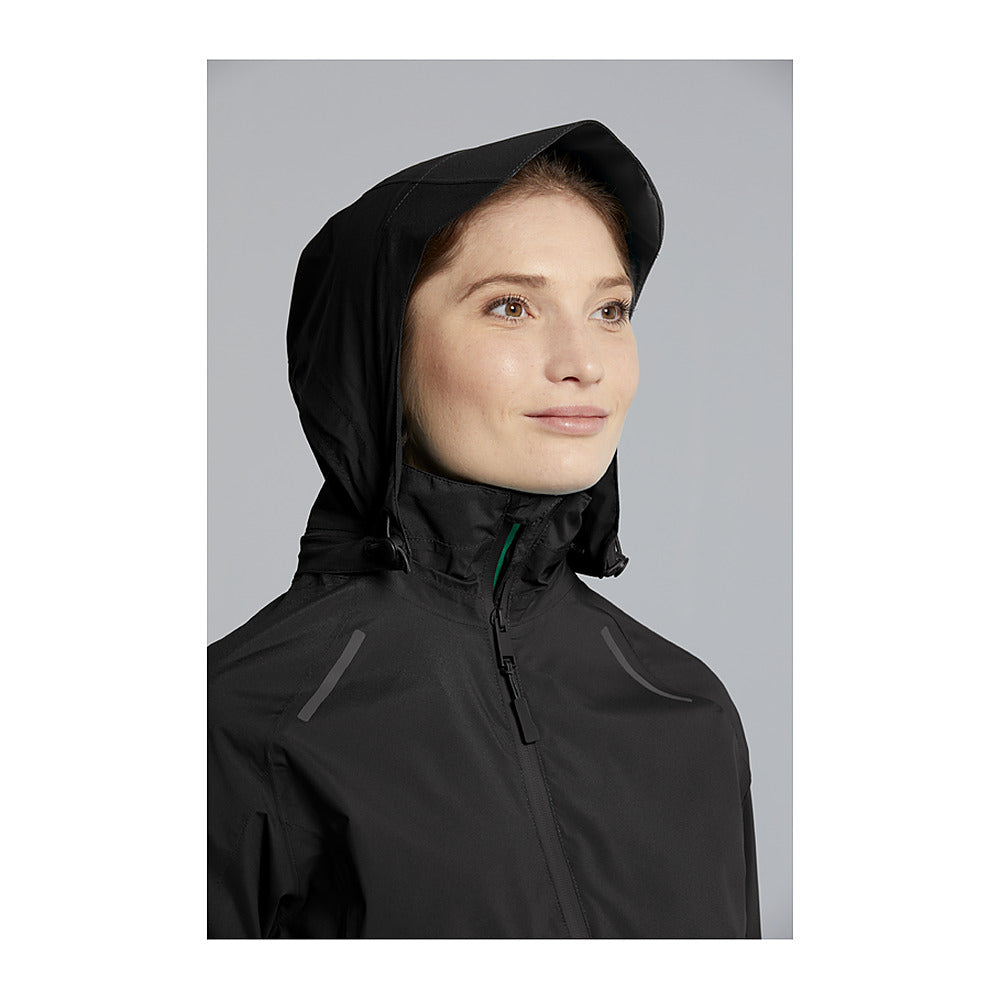 Veste imperméable vélo Basil Skane femme coloris Noir - portee capuche relevee